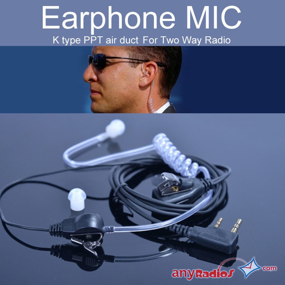 2 Pin PTT K type Air Covert Acoustic Tube Security Earpiece