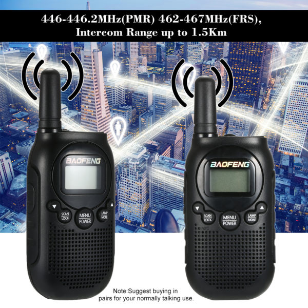 0.5W VOX Flashlight Key Lock 1.5KM Range New T6 Baofeng Mini Walkie Talkie - Image 2
