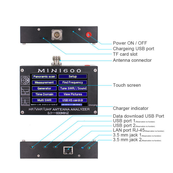 MINI600 Antenna Analyzer 0.1-600MHZ HF/VHF/UHF Antenna Counter - Image 4