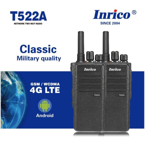 Inrico T522A 4G LTE Network Radio NFC Zello PTT 4800mAh Bluetooth GPS Waterproof Android Phone