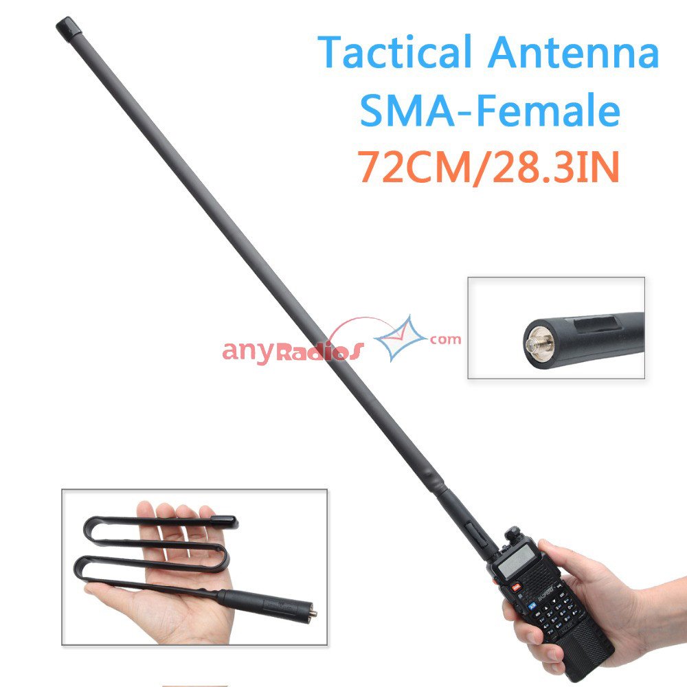 HYS-771N SMA-Female 2M/70CM UHF/VHF 15.2-Inch Flexible Whip Handheld Walkie Talkie Antenna for Baofeng BF-UV5R BF-UV5RA BF-UV5RB Kenwood Puxing Radios 2 Packs 