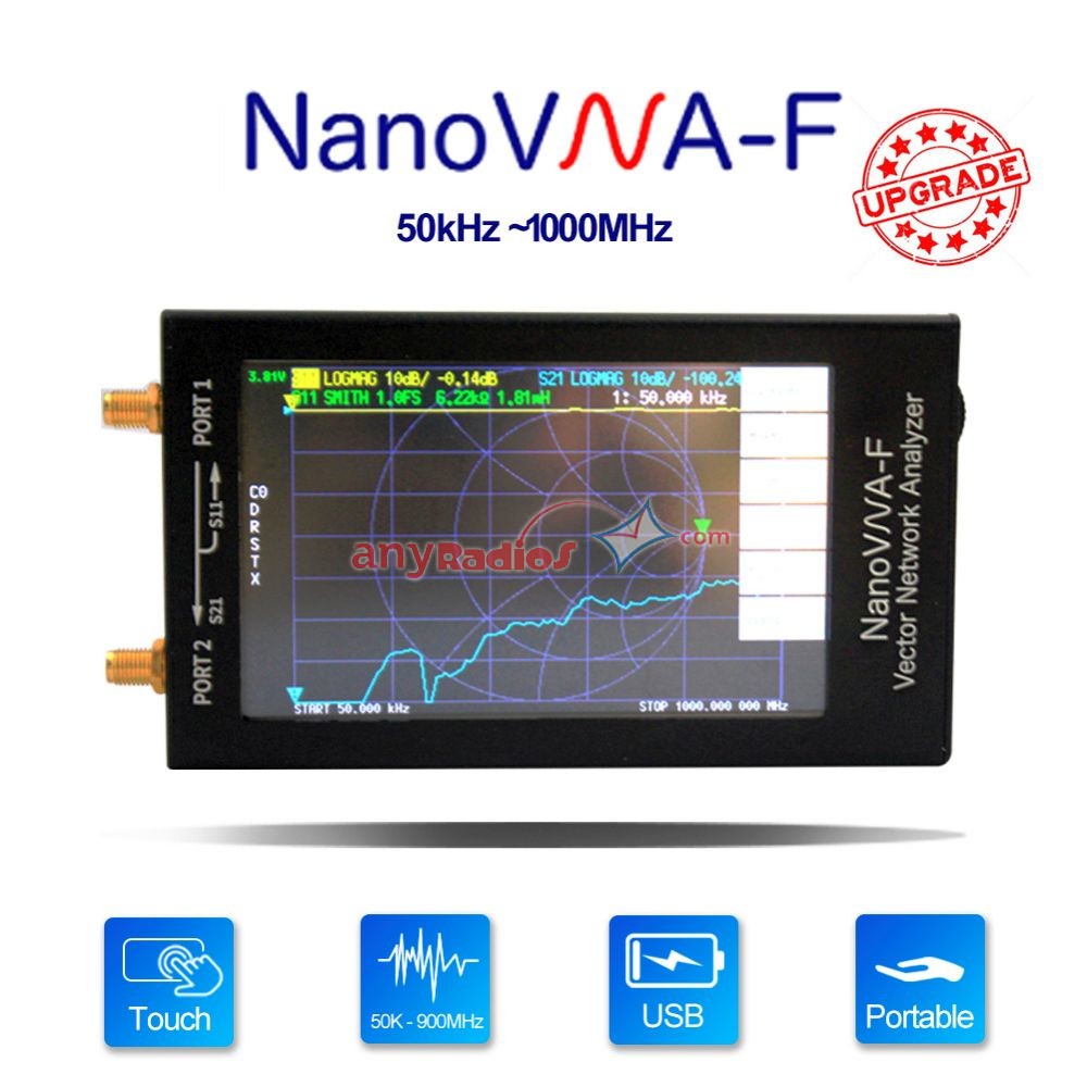 4.3" Vector Antenna Network Analyzer 50K-1GHz Real Time NanoVNA-F VNA VHF UHF 