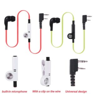 New Kenwood Baofeng TYT Two Way Radio K head 2 Pin PTT Earpiece Bult-in Mic