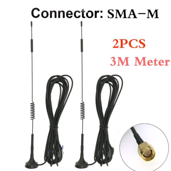2PCS 3Meter 2G 3G 4G LTE 700-2700MHz Magnetic Mobile Antenna 12dBi CRC9 TS9 SMA-male Connector - Image 2