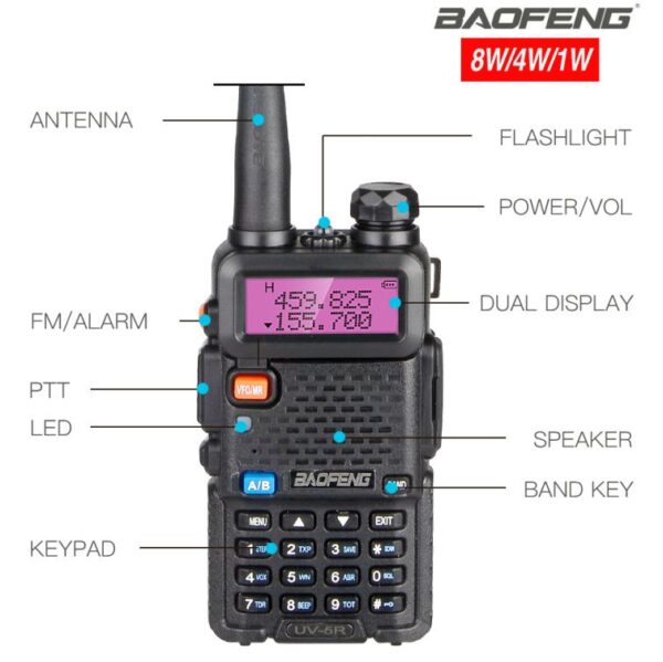 Baofeng UV-5R Dual Band Powerful 8Watts 10km Hunting Transmitter - Image 2