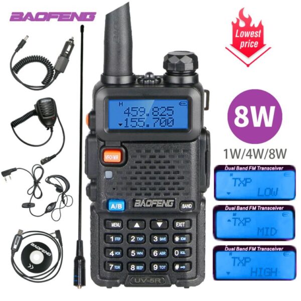 Baofeng UV-5R Dual Band Powerful 8Watts 10km Hunting Transmitter