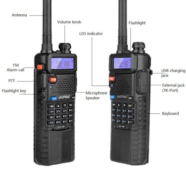 Two Way Ham Radio Stations Baofeng UV-5R with 3800mAh Extend Battery Speaker Microphone Programming Cable Security Headset Car Charger High Gain Antenna - Image 5