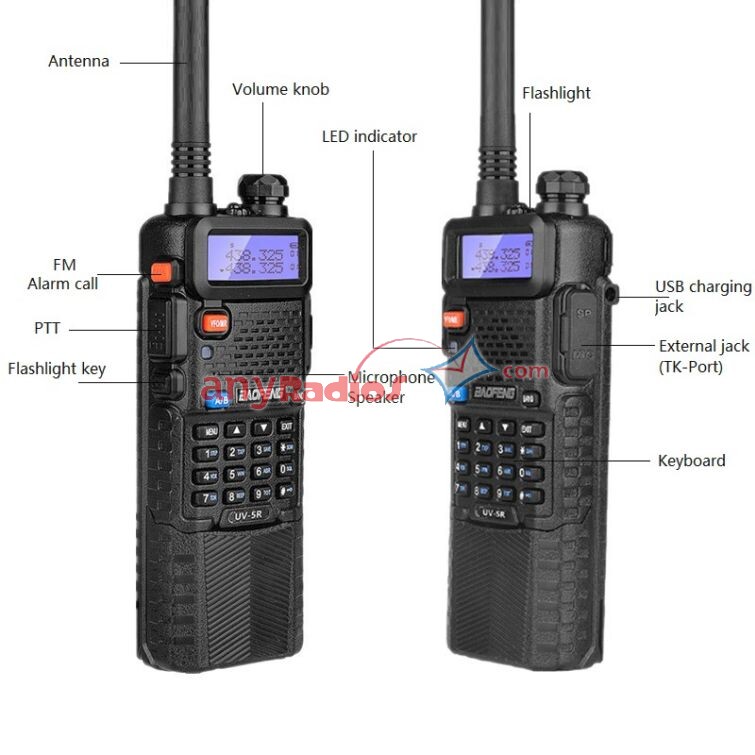 Two Way Ham Radio Stations Baofeng UV-5R with 3800mAh Extend Battery  Speaker Microphone Programming Cable Security Headset Car Charger High Gain  Antenna Any Radios