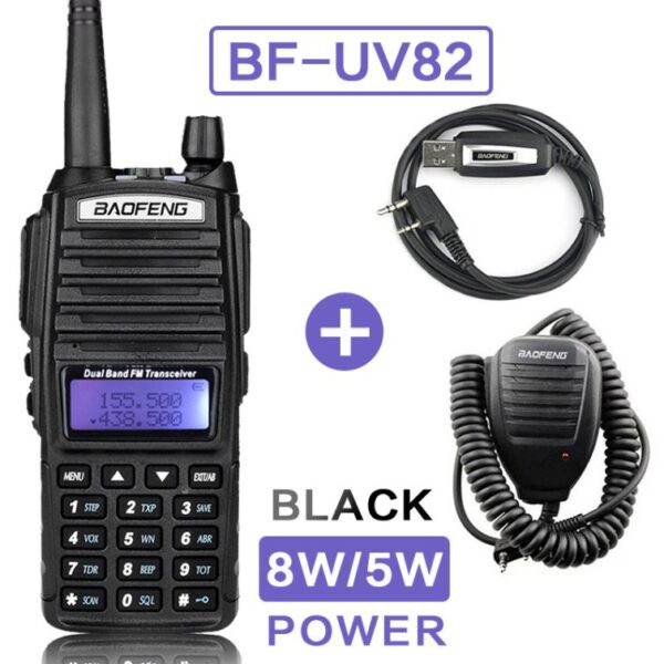 Baofeng UV-82 Dual PTT Walkie Talkie with Speaker Mic and Programming Cable