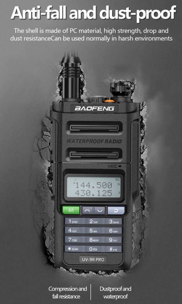 Baofeng UV9R PRO High Power IP68 Waterproof Radio UHF VHF Dual Band