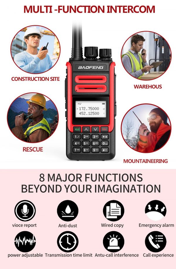 Baofeng BF-H7 Walkie Talkie Dual Band 10W Powerful Transceiver 136 ...