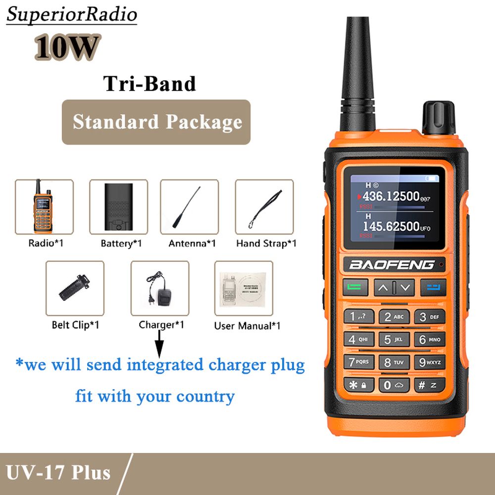 Baofeng UV-17 Plus Walkie Talkie 10W Tri-Band Wireless Copy 