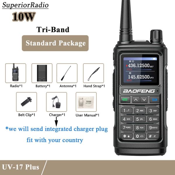 Baofeng UV-17 Plus Walkie Talkie 10W Tri-Band Wireless Copy Frequency NOAA Waterproof FM Double Led Lamp - Image 3