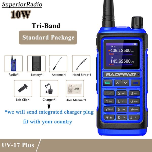 Baofeng UV-17 Plus Walkie Talkie 10W Tri-Band Wireless Copy Frequency NOAA Waterproof FM Double Led Lamp - Image 4
