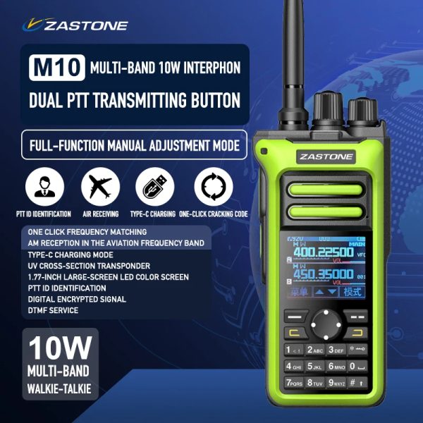 ZASTONE M10 Dual band 10W Walkie Talkie AM Air Aviation Band Portable Radio