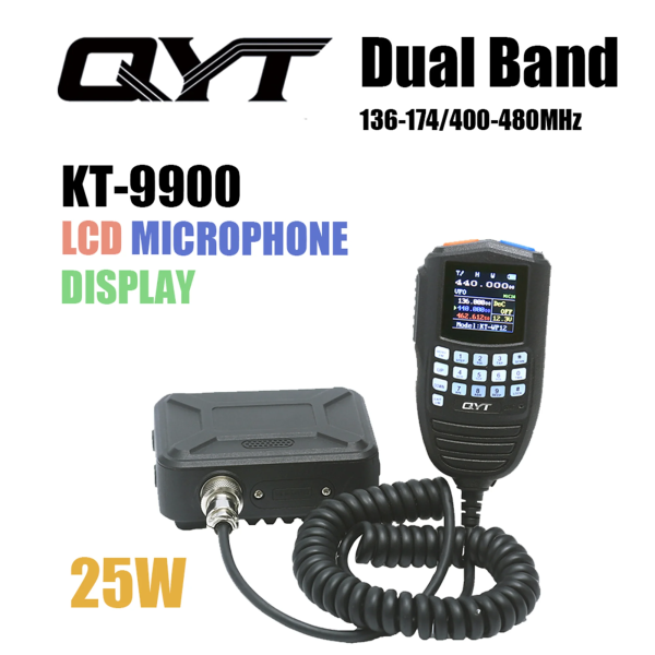 Cheap 25W QYT KT-9900 Mini Dual Band Mobile Radio LCD Miscrophone Display