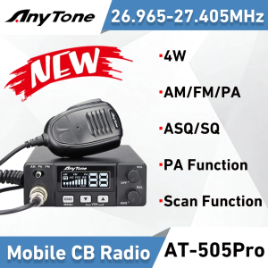 New Anytone AT-505Pro CB Radio 26.965-27.405MHz 4W 40Channels AM/FM/PA Scan Function ASQ/SQ/VOX Car Radio