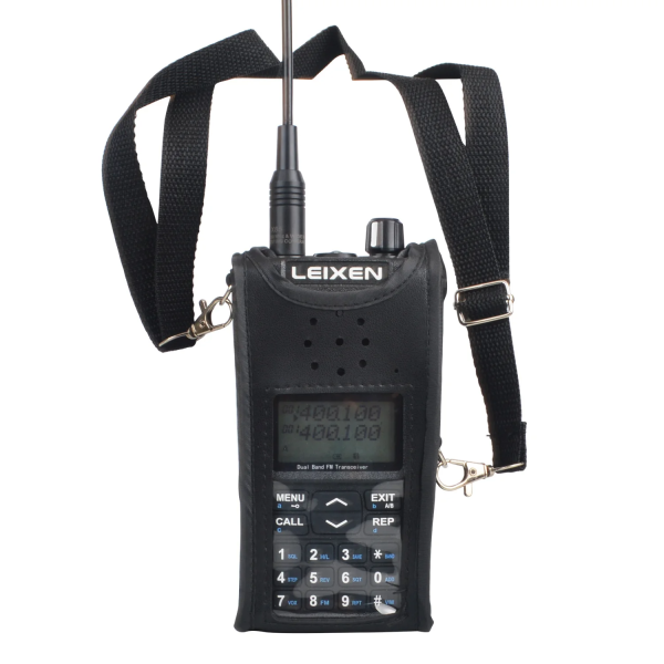 Holster Bag Carry Case Artificial Soft Leather Pouch with Adjustable Strap for Leixen UV-25D Portable Two Way Radio