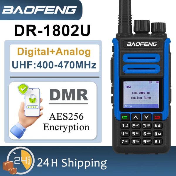 Baofeng DR-1802U DMR Portable Radio Advanced AES256 Encryption 2200mah 1024 Channel UHF 400-470MHZ Long Range Digital Walkie Talkie