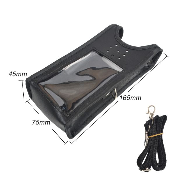 Holster Bag Carry Case Artificial Soft Leather Pouch with Adjustable Strap for Leixen UV-25D Portable Two Way Radio - Image 3