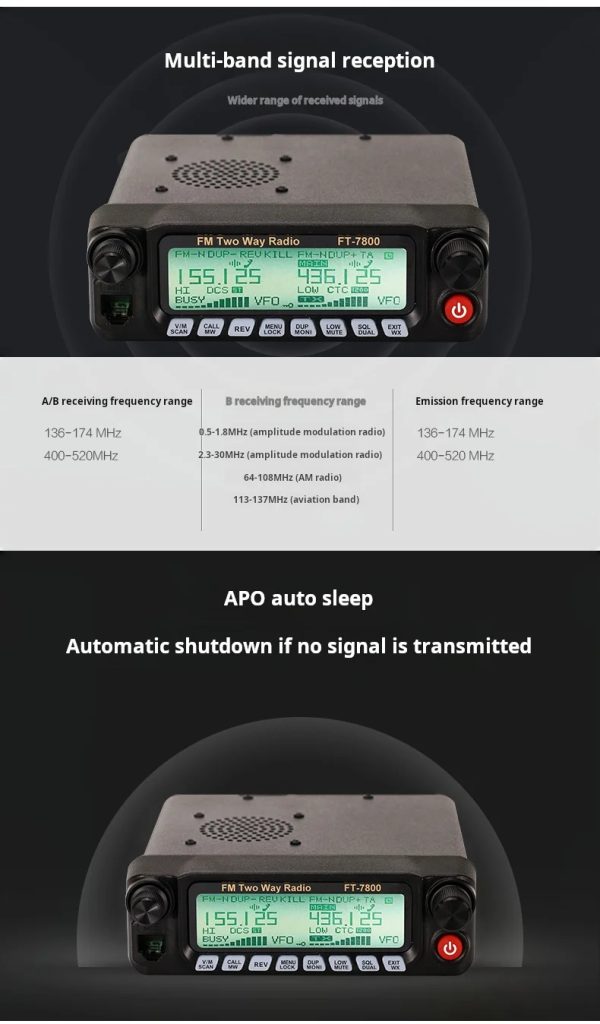 WICJIE FT-7800 Dual Band UV 50W High-power for Self Driving Tour Outdoor Mobile Vehicle Radio - Image 4