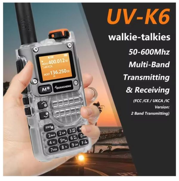 Quansheng UV-K6 Walkie Talkie 512KB Big Storage UV-K58 Type-C Charge 50-600MHz NOAA Wireless Frequency Green Orange Transparent - Image 3