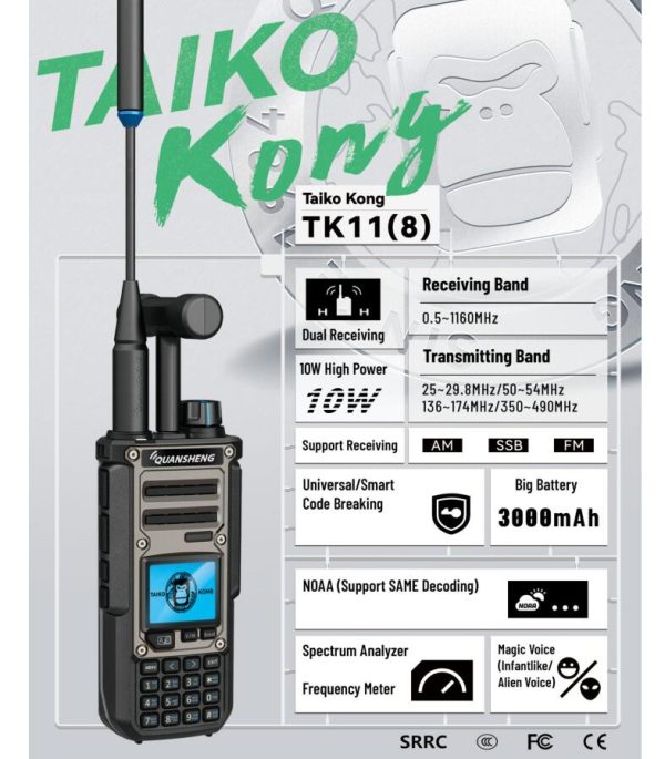 TK11 (5) In Stock Quansheng TK11 (8) AM SSB FM NOAA 10W Ham Radio Dual Receiving Spectrum analyzer