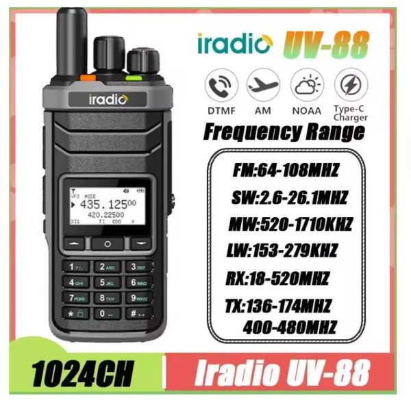 Iradio UV-88 GPS Version Shortwave Walkie Talkie Multi Band AM FM Portable Amateur Radio