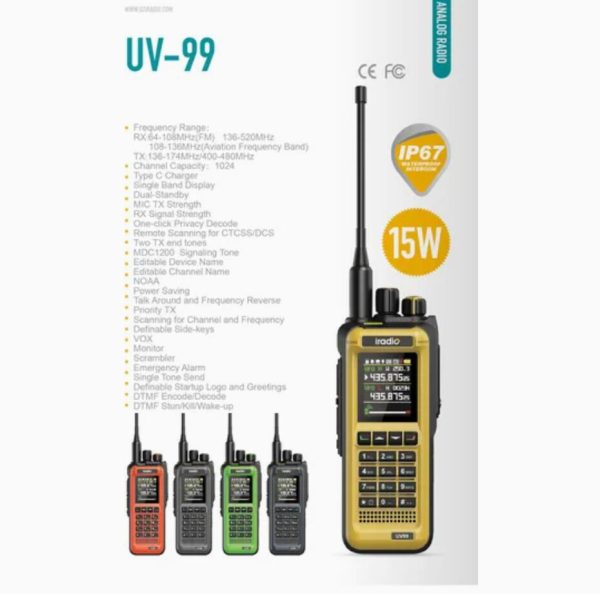 Iradio UV-99 Multicolor Handheld Ham Radio Multi-bands AM FM IP67 Waterproof Walkie Talkie - Image 5