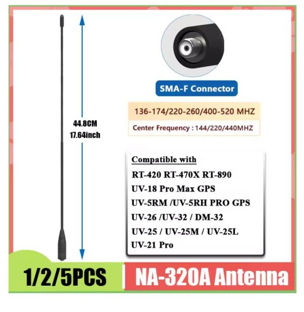 Original NA-320A Nagoya Antenna High Gain SMA-F Tri-Band HT Aerial 144-220-440Mhz For UV-26 UV-25 DM-32 UV-K6 Iradio UV-88 Radio