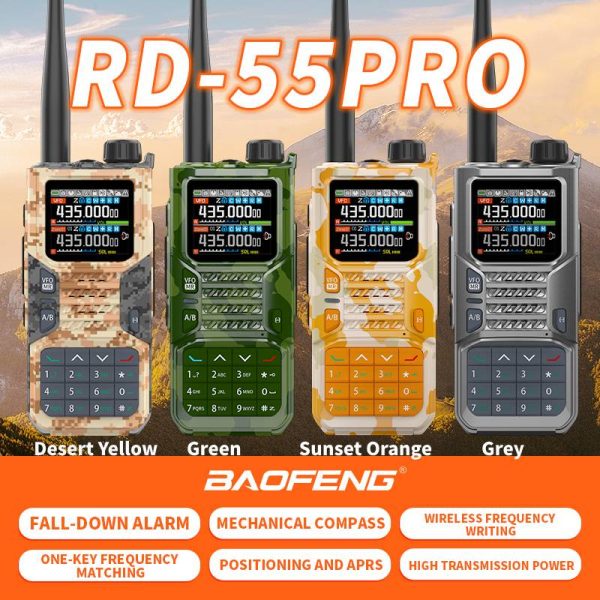 Baofeng RD-55PRO Airband Walkie Talkie Wireless Copy Frequency Type-C NOAA Long Range 640CH Two Way Radio