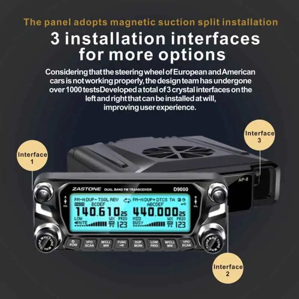Zastone D9000 Car walkie talkie Radio Station 50W UHF/VHF 136-174/400-520MHz Two way radio Ham HF Transceiver - Image 2