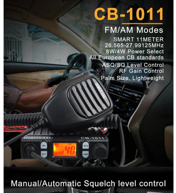 Hiroyasu Walkie Talkie CB-1011 Citizen Bands 26.565-27.99125MHz 11Meter Mini 27MHz FM/AM 8W 40Ch CB Radio For EU PL DE CE UK IN US IT Countries