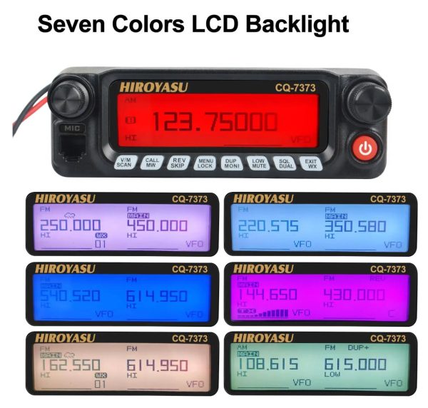 HIROYASU CQ-7373 Detachable Front Panel 108-615MHz Eight Bands Rx VU Dual Band Tx 50W 100Ch Air Band Amateur Mobile Transceiver - Image 2