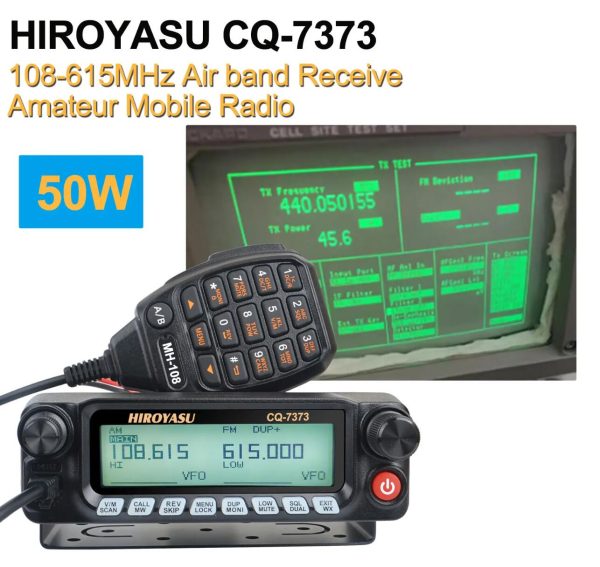 HIROYASU CQ-7373 Detachable Front Panel 108-615MHz Eight Bands Rx VU Dual Band Tx 50W 100Ch Air Band Amateur Mobile Transceiver - Image 3
