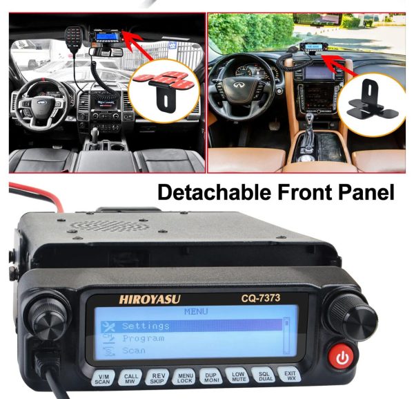 HIROYASU CQ-7373 Detachable Front Panel 108-615MHz Eight Bands Rx VU Dual Band Tx 50W 100Ch Air Band Amateur Mobile Transceiver - Image 4