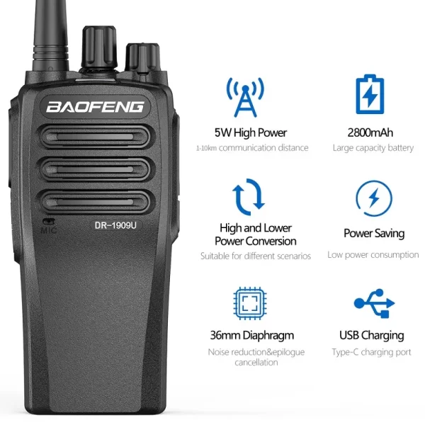 Baofeng DR-1909U DMR Digital Analog UHF Portable Walkie Talkie 5W 2800mAh Battery IP67 Dust-proof Anti-fall - Image 4