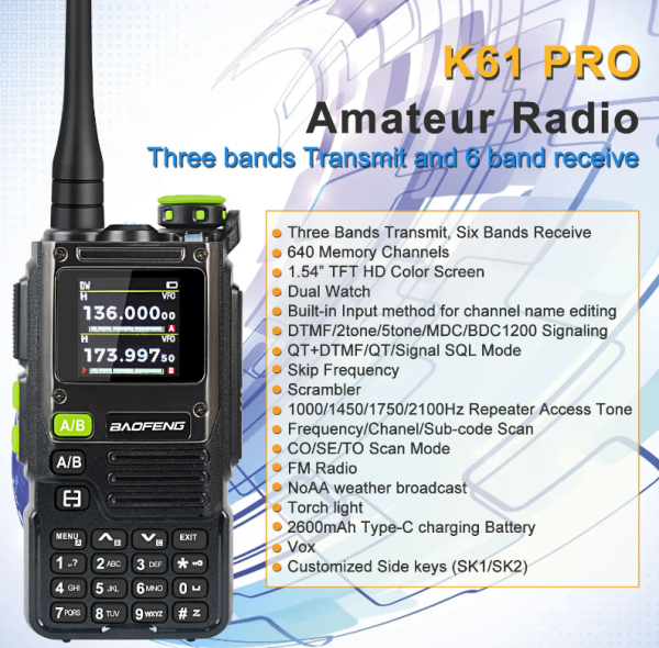 Newest Cheap Walkie Talkie Baofeng K61 PRO AM FM Pofung K61Pro Multi-band Ham Radio