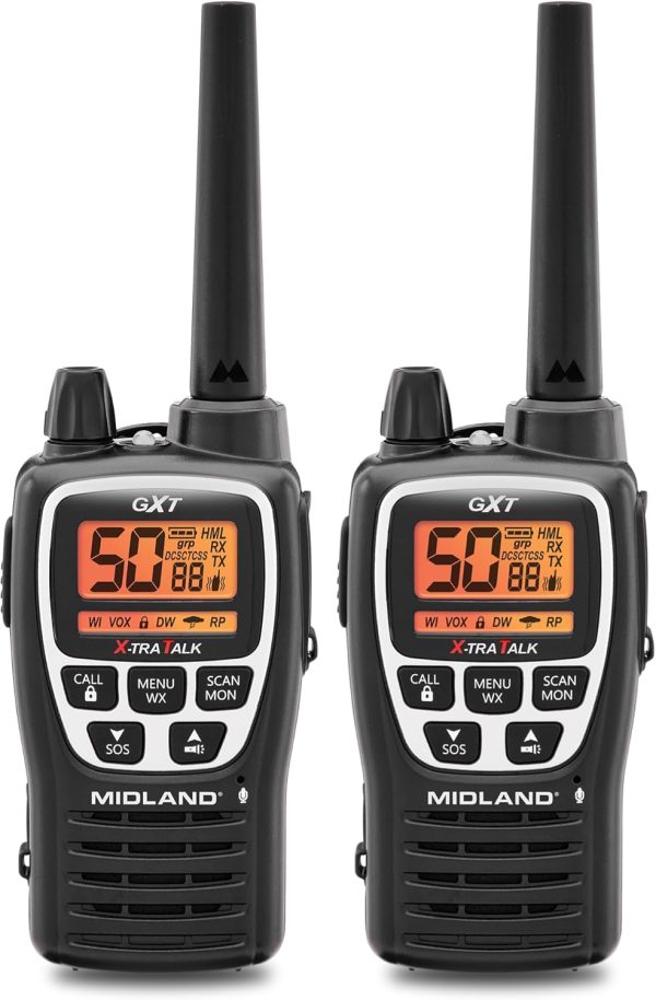 Midland GXT3000 GMRS Handheld Walkie Talkies Long Range - Repeater Capable, Perfect for Agriculture,Off-Road, Outdoor & Emergency 2Pack