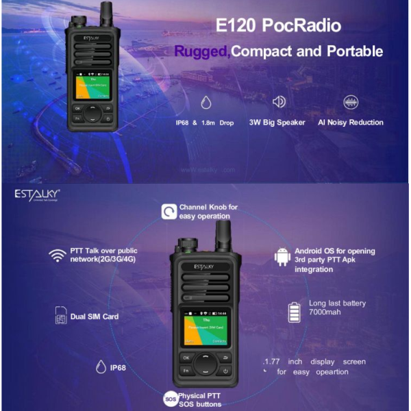 Estalky E120 LTE 4G handheld push to talk Poc Radio - Image 3
