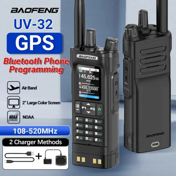 3Colors BAOFENG DM-32 DMR Digital Portable Radio GPS Dual Mode Analog TDMA Dual Time Slot Air Band APRS Digital Call