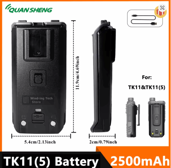 Quansheng TK11(5) Battery Original Back Clip Set 2500mAh Type-C Charging