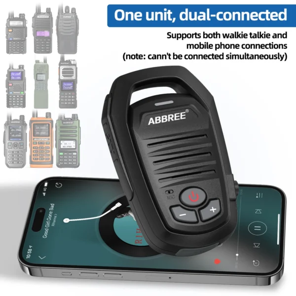 ABBREE Walkie Talkie Bluetooth Wireless Speaker Mic For Baofeng UV-5R UV-5RH UV-21 PRO V2 Quansheng UV-K5 (8) UV-K6 Ham Radio - Image 4