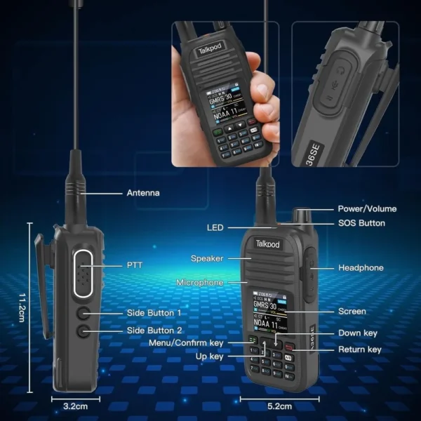 Talkpod A36SE UHF VHF FM Airband Amateur Radio Multi-Band Portable Transceiver Long Range HAM Walkie Talkie - Image 2