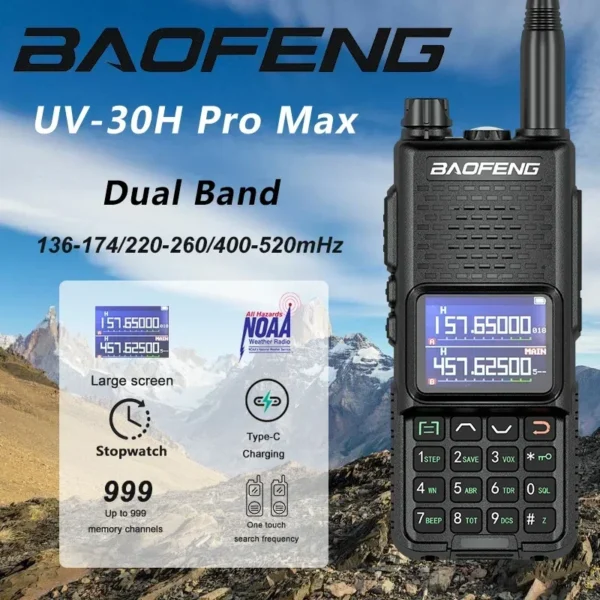 Baofeng UV-30H Pro Max 13W Walkie Talkie Tri-Band Type-C Charging FM High Power NOAA 999 Channel CB Two Way Radio Long Range DTMF - Image 2