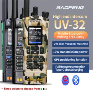 Camouflage BAOFENG UV32 GPS 10W Multi Band Programming Wireless Copy Frequency NOAA Long Range Handheld Radio Camping UV-32 Walkie Talkie