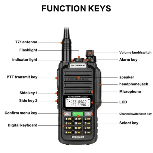 Baofeng UV-98 Pro Walkie Talkie Wireless Communication 2-Way Radio Ham Long Range Two-way Transceiver For Hunting Camping - Image 3
