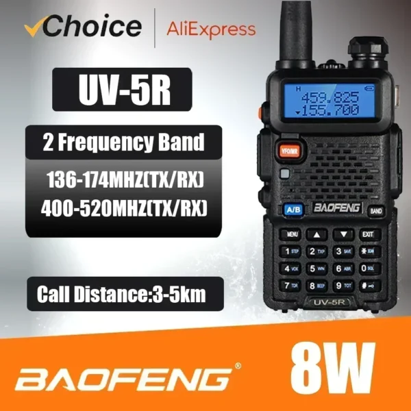 4pcs Baofeng UV-5R 8W/5W Tri-Power Portable Walkie Talkie High Power Dual Band Long Range Handheld Radio - Image 2