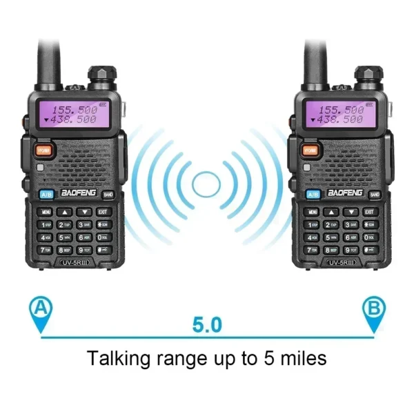 4pcs Baofeng UV-5R 8W/5W Tri-Power Portable Walkie Talkie High Power Dual Band Long Range Handheld Radio - Image 5