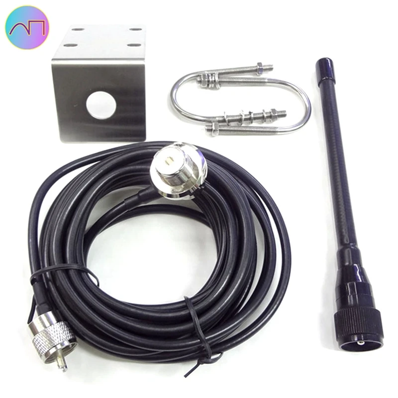 VHF Marine Antenna 156-163Mhz Rubber Waterproof Mast Aerial with 5M RG-58 Cable for Boat Sailboat Yacht